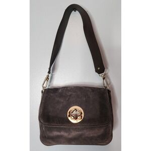 Kate Spade New York Grey Suede Shoulder Bag Gold Turn Lock Algonqui  Shania